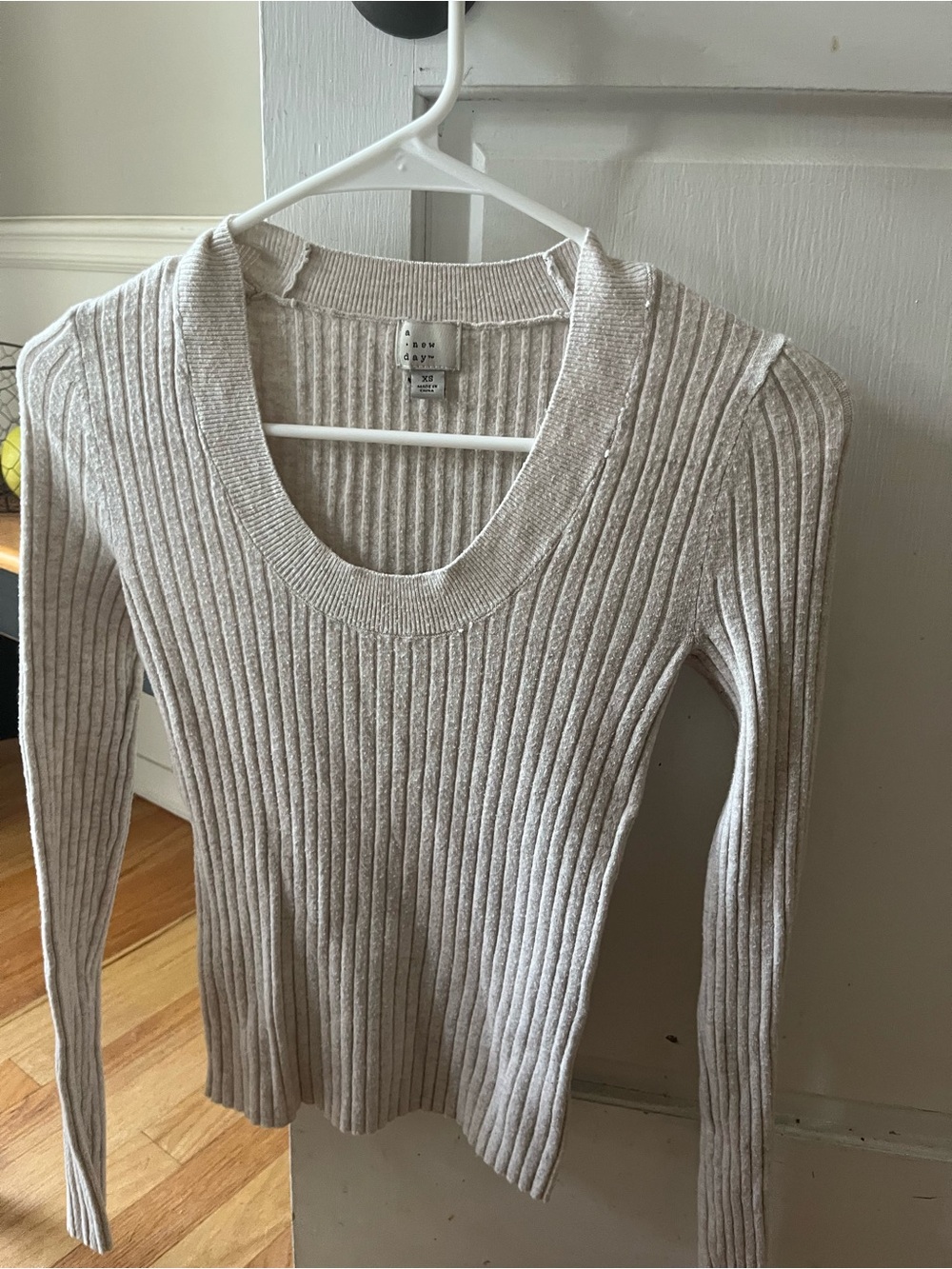 a new day Cream Ribbed Scoop Neck Sweater
